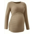 thumbnail image 3 of Yawrut Womens Maternity Long Sleeve Tshirt Classic Side Ruched Tee Top Mama Pregnancy Clothes, 3 of 5