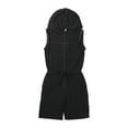 thumbnail image 4 of Men Sleeveless Fitness Short Romper, Solid Color Zip Up Hooded Jumpsuit, 4 of 9