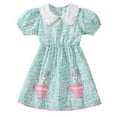 thumbnail image 1 of Robe Fille Enfants Tout-Petits Filles Été Coton Dentelle Robe Manches Courtes à Volants Midi Décontractée Robe Fille Vert Clair 2 Ans-3 Ans, 1 of 5