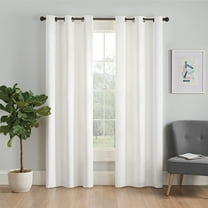 Eclipse Microfiber Blackout Grommet Curtains, Solid Thermaback Window Curtains (1 Panel), 42 In wide x 84 In long, White