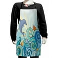 thumbnail image 1 of Sea Animals Kids Apron, Cartoon Dolphin Fish Starfish Shells in Ocean Marine in Summer Pattern Print, Boys Girls Apron Bib with Adjustable Ties for Cooking Baking Painting, Multicolor, by Ambesonne, 1 of 2