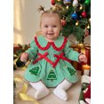 thumbnail image 3 of Cjfdfy Newborn Baby Girls Christmas Romper Gingham Long Sleeve Doll Collar Bubble Smocked Romper Dress Infant Cute My First Christmas Fall Winter Outfits 0-18M ﻿, 3 of 9