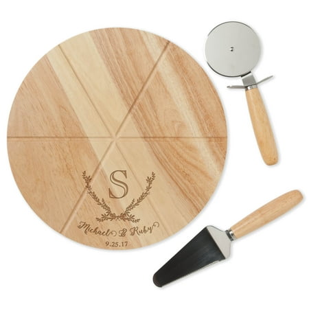 - Personalized Pizza Board With Two Utensils - Happy Couple
