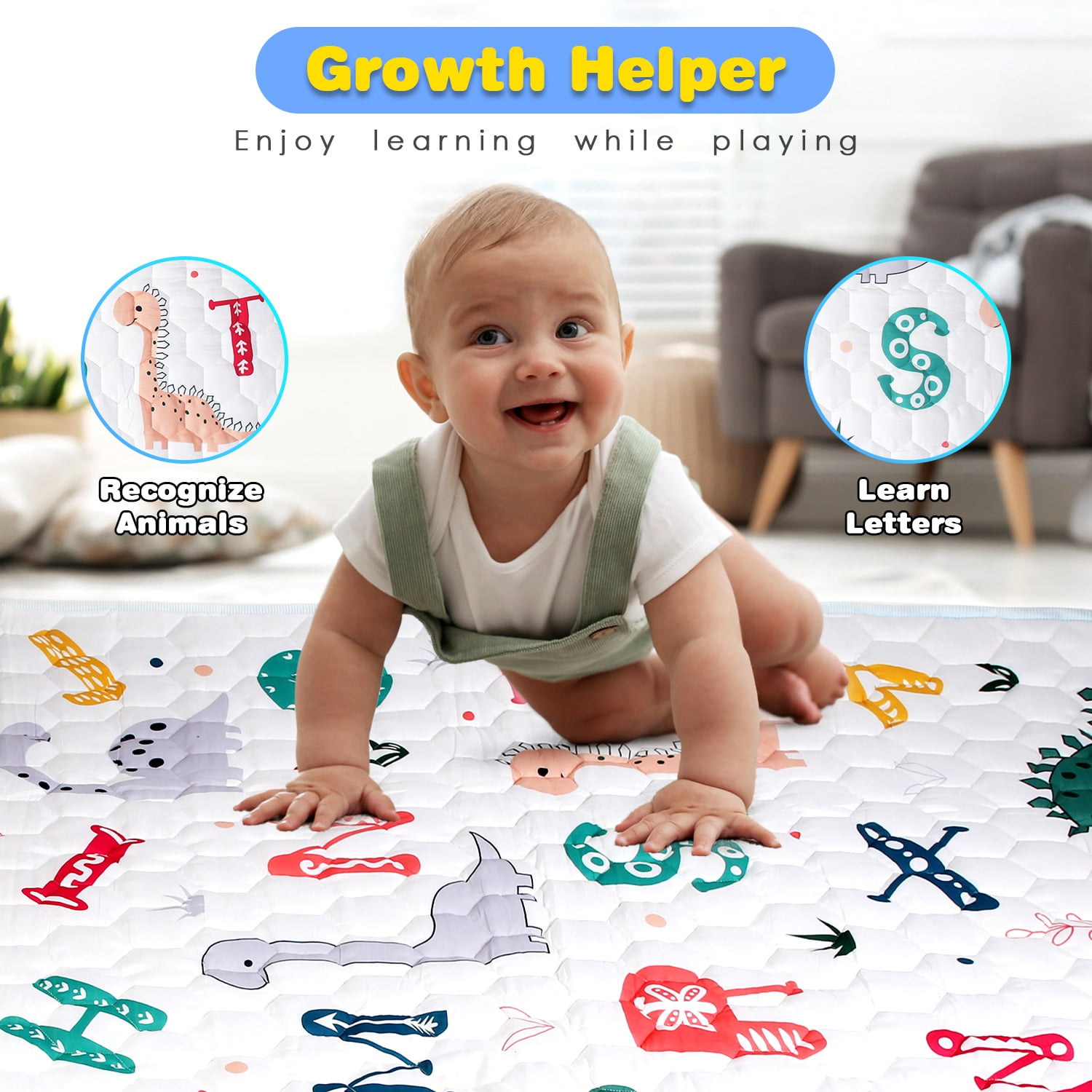 50x50in Foldable Baby Play Mat, iMounTEK Double-Sided Pattern Babies Playmat for Playpen, Baby Crawling Play Mat