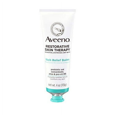 Aveeno Restorative Skin Therapy Itch Relief Body Balm for Sensitive, Distressed, Dry Skin, With Prebiotic Oat & Pramoxine Hcl, Formulated Without Parabens, Fragrance & Steroids, 4.0 Ounce