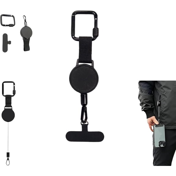 Retractable Phone Tether with Secure Lanyard, Outdoor Anti-Loss Phone Holder for Skiing, Travel and Hiking