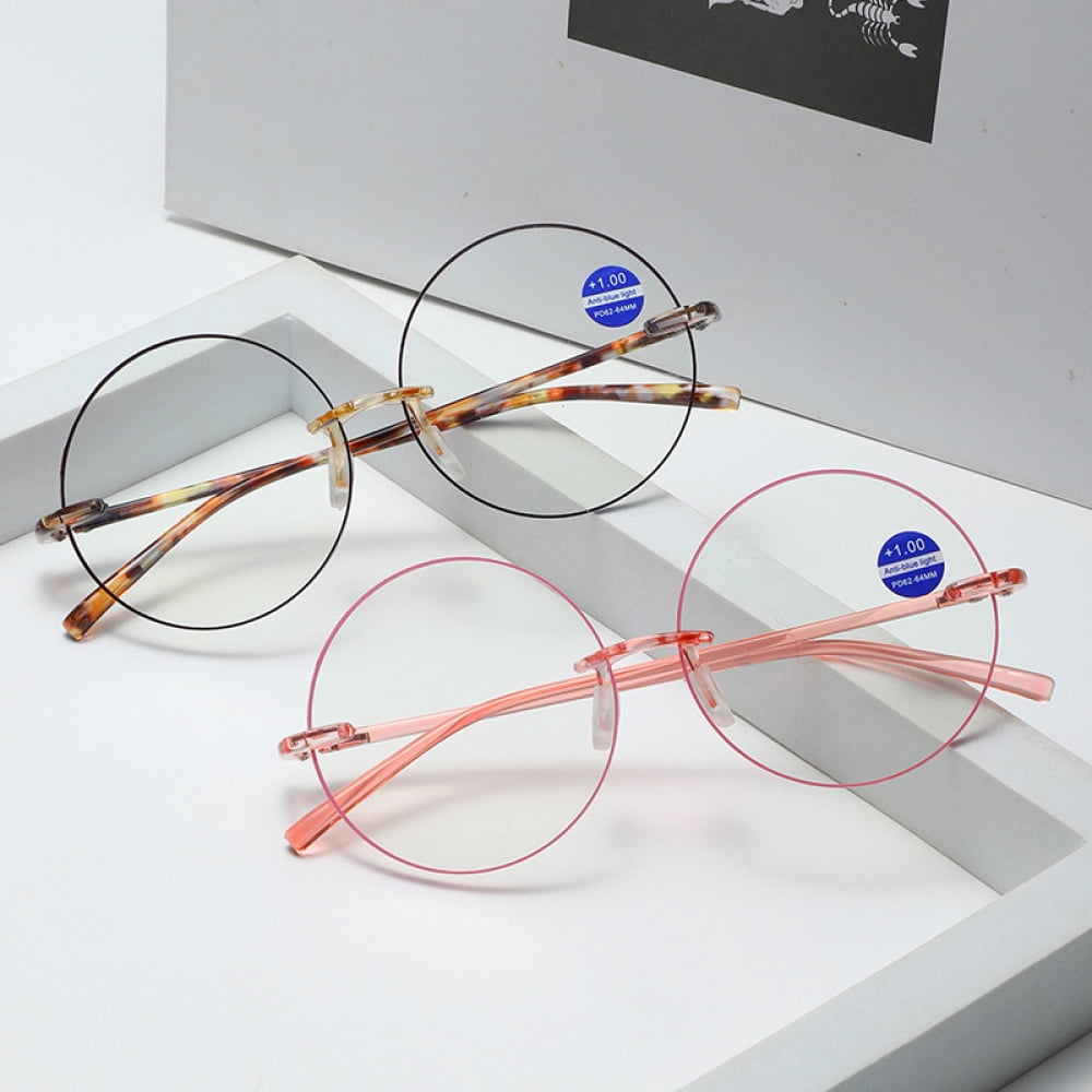 4 Pairs of TR90 Ultra-light Anti-blue Light Brown Reading Glasses for Women Circle Round Fashion HD Tortoise Readers +3.50