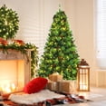 thumbnail image 2 of Costway 7ft Pre-lit Hinged Artificial Christmas Tree w/Pine Cones & Red Berries, 2 of 10
