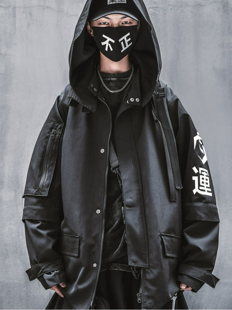Niepce Inc Japanese Streetwear Zip Up Hooded Black Men's