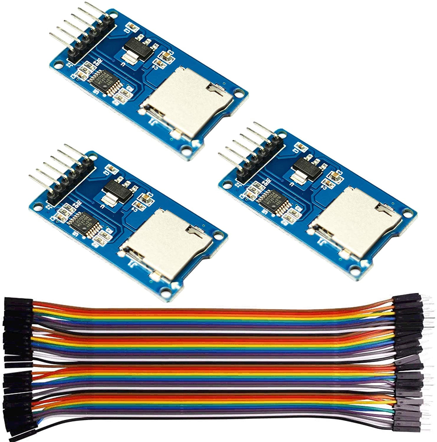 Module Lecteur Carte Micro SD/TF SPI Pour Arduino - Lot De 5 - Interface 6 Pins, Conversion 5V/3.3V, Dimensions 45x28 Mm