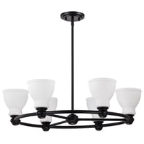 Nuvo Lighting Russel 6 Light Chandelier Matte Black with Satin White Glass
