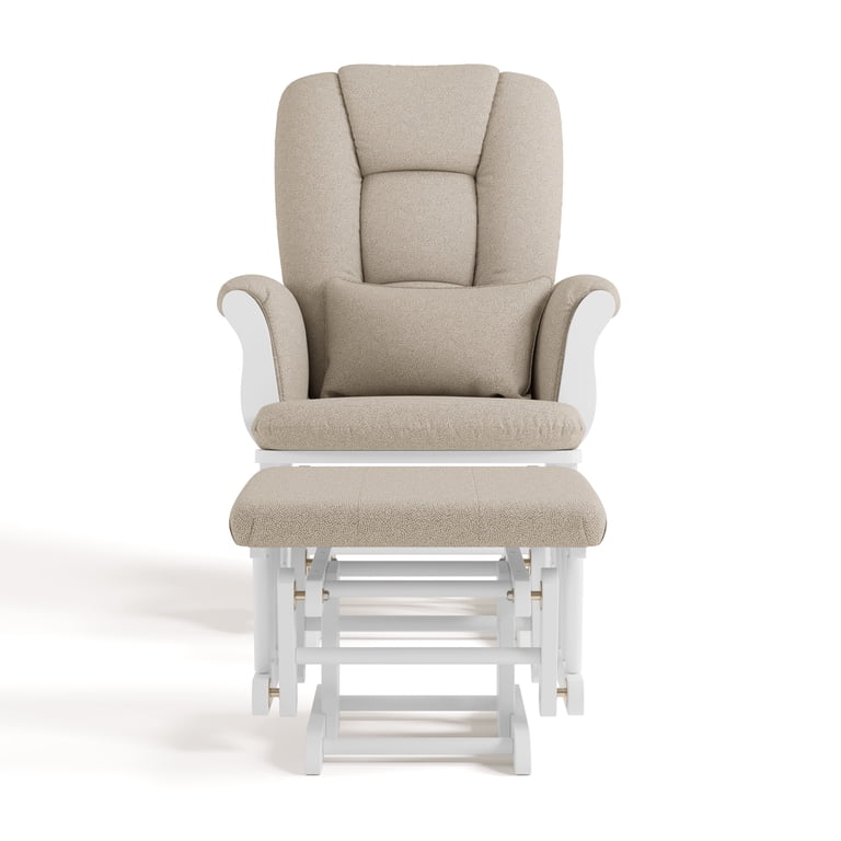 Storkcraft Tuscany Glider & Ottoman, White with Taupe Swirl photo 3