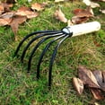 thumbnail image 2 of Coofit Root Rake Wood Handle Professional Cultivator Hand Rake Garden Hand Cultivator, 2 of 10