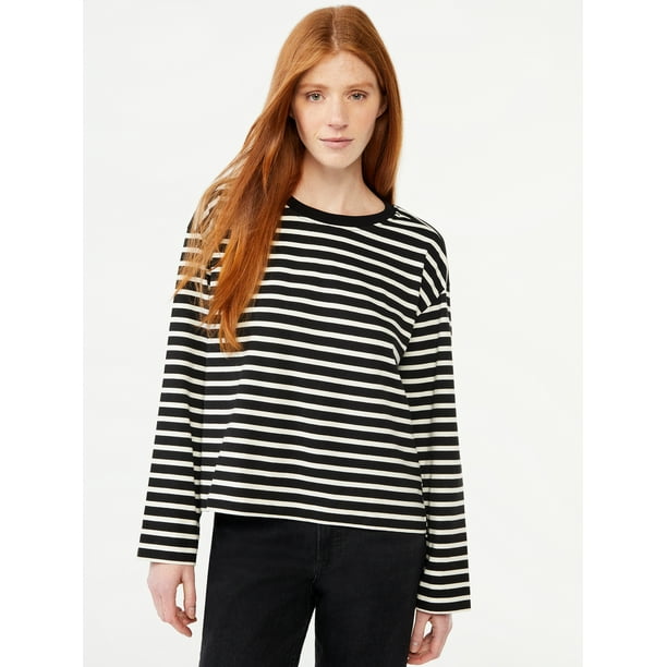 Free Assembly Women's Square Tee with Long Sleeves