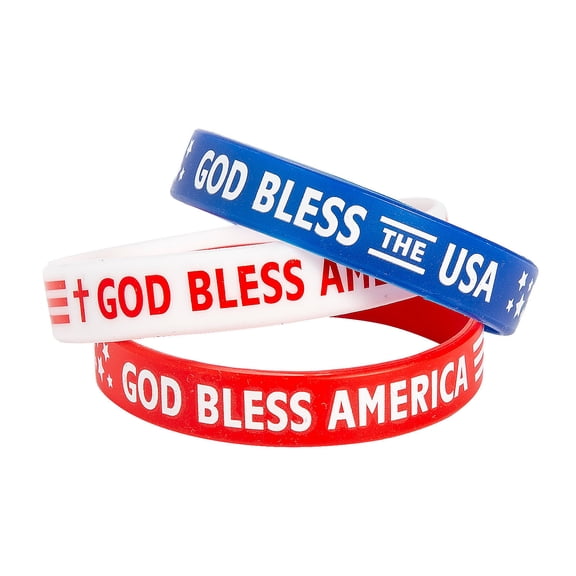 Fun Express Bulk 100 Piece Religious Patriotic Rubber Bracelets
