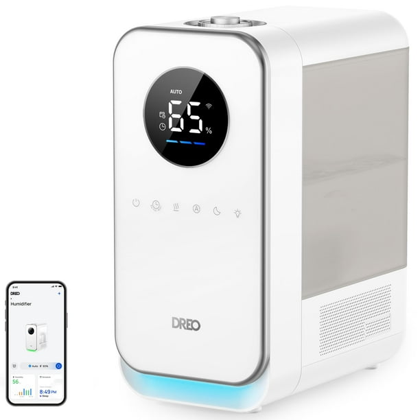 Dreo Humidificadores para recámara, humidificadores inteligentes y silenciosos de niebla fría para habitación grande, hogar, difusor de aceite y luz nocturna, 50 horas de funcionamiento para plantas