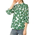 thumbnail image 5 of Allegra K Women's Floral Ruffle Sleeves Pleated Stand Collar Blouse, 5 of 7