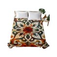 thumbnail image 2 of Full Flat Sheet Only Vintage Ethnic Flower Texture Soft Microfiber Cooling Bedding Sheets Abstract Tribal Geometric Art Flat Bed Sheet, 2 of 9