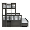 thumbnail image 3 of FOA Hammon Wood Twin over Full Bunk Bed with Trundle and Drawers in Stain Gray, 3 of 12