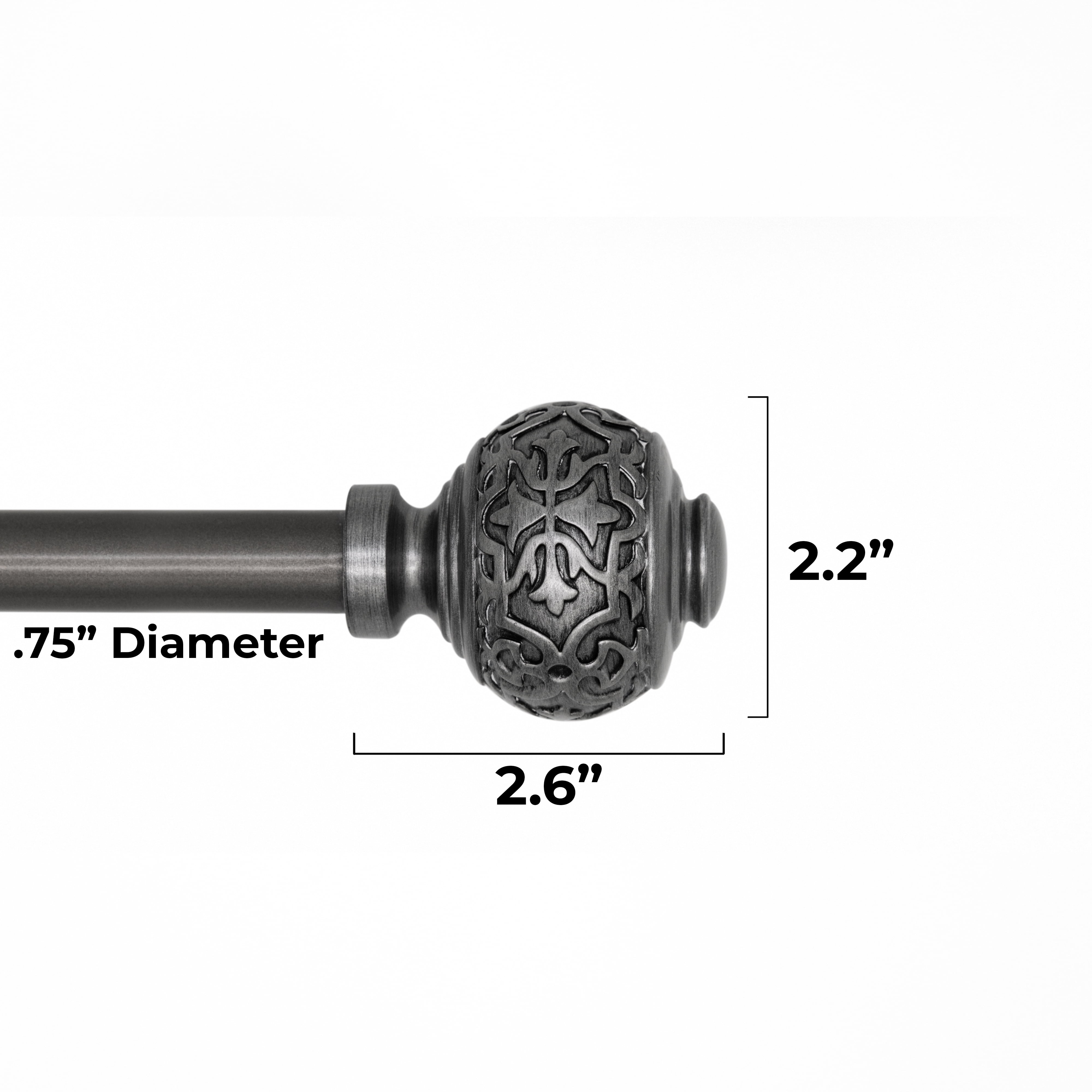 Mainstays Kennley 3/4 in Adjustable Single Curtain Rod Set, Aged Silver, 30-84 in