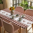 thumbnail image 3 of Farmhouse Orange Plaid Table Cloths for 4 Foot Rectangle Tables, Vintage Country Cock Checkered Patio Waterproof Elastic Fitted Tablecloths, Washable Rectangular Table Cover for Camping, 3 of 8