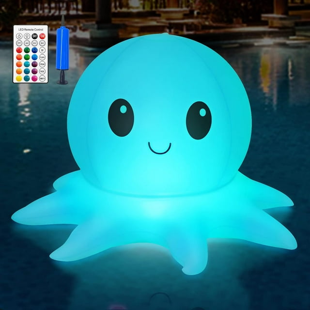 YSTIANN Solar Floating Pool Lights with Remote, Color Changing Inflatable Ball Lights - Waterproof Octopus Design for Swimming Pools, Garden Ponds & Outdoor Decor AZ78-4522