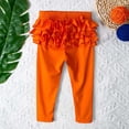 thumbnail image 3 of Ticikt Baby Toddler and Little Girls Ruffles Waist Leggings Solid Color Pants,Color:Orange, 3 of 6