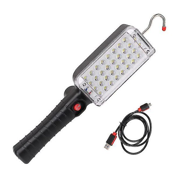 Luz de trabajo LED, luz de trabajo COB recargable con base magnética y gancho, giratorio, cable USB, linterna alimentada por batería para iluminación del lugar de trabajo, reparación de auto