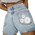 thumbnail image 1 of MKLEKYY Pantalones Cortos de Mezclilla de Estilo Resort con Bolsillos Versátiles y Estampados de Moda de Verano para Mujer, 1 of 4