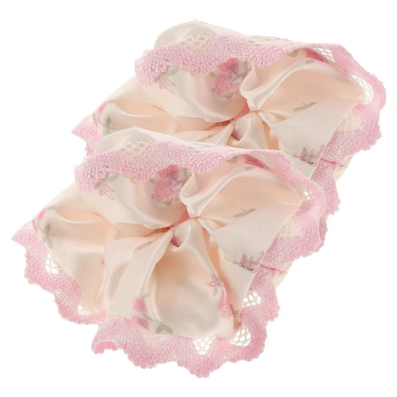 Satin Hair Scrunchies: 2pcs Silk Hair Ties Neutral Hair Scrunchies Princess Scrunchy Floral Hair Tie Flower Hair Holder Elastic Hair Rope for Women Girls