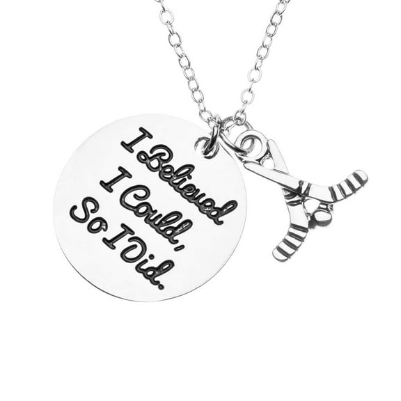 Hockey Charm Necklace, I Believed I Could So I Did Jewelry, Gift for Female Hockey Players
