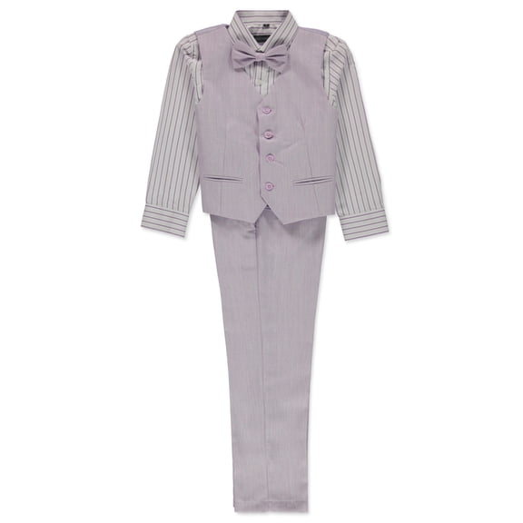 Kids World Boys' 4-Piece Linen Vest Suit Color: lavender Size: 7