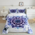 thumbnail image 2 of Watercolor Mandala Queen Bedding Sets Chic Flower Floral Comforter Set Women,Watercolor Oil Painting Down Comforter Ombre Gradient Bedding Comforter Sets,Navy Blue Duvet Insert, 2 of 7