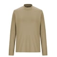 thumbnail image 7 of Vinsonshop Women's Fleece Lined Long Sleeve Shirts Mock Neck Slim Fit Winter Basic Tee Soft Comfy Fashion T Shirt Casual Going Out Tops Workout Tops Khaki S, 7 of 7