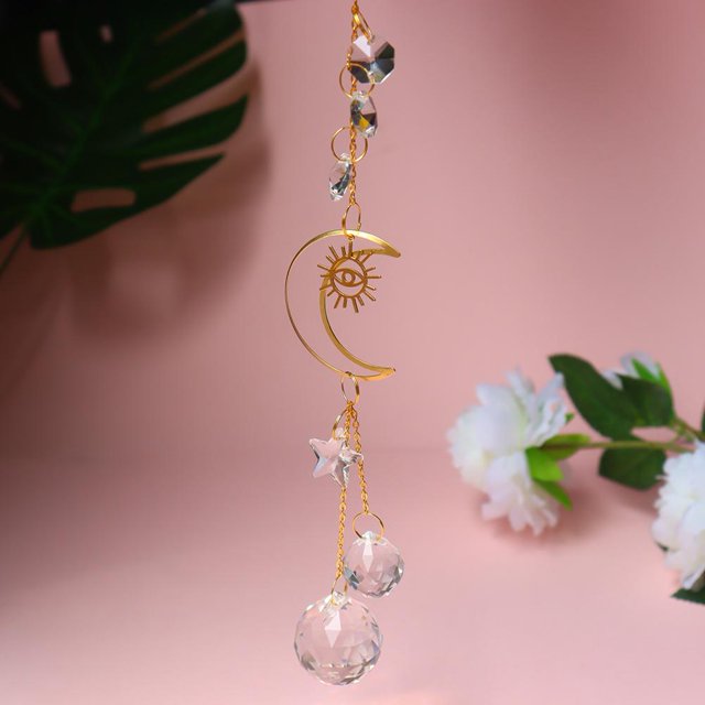 Atrapasol De Cristal Crystal Love Star Moon Metal Ring Hanging Home Car Pendant (27) Wdftyju Libre de BPA
