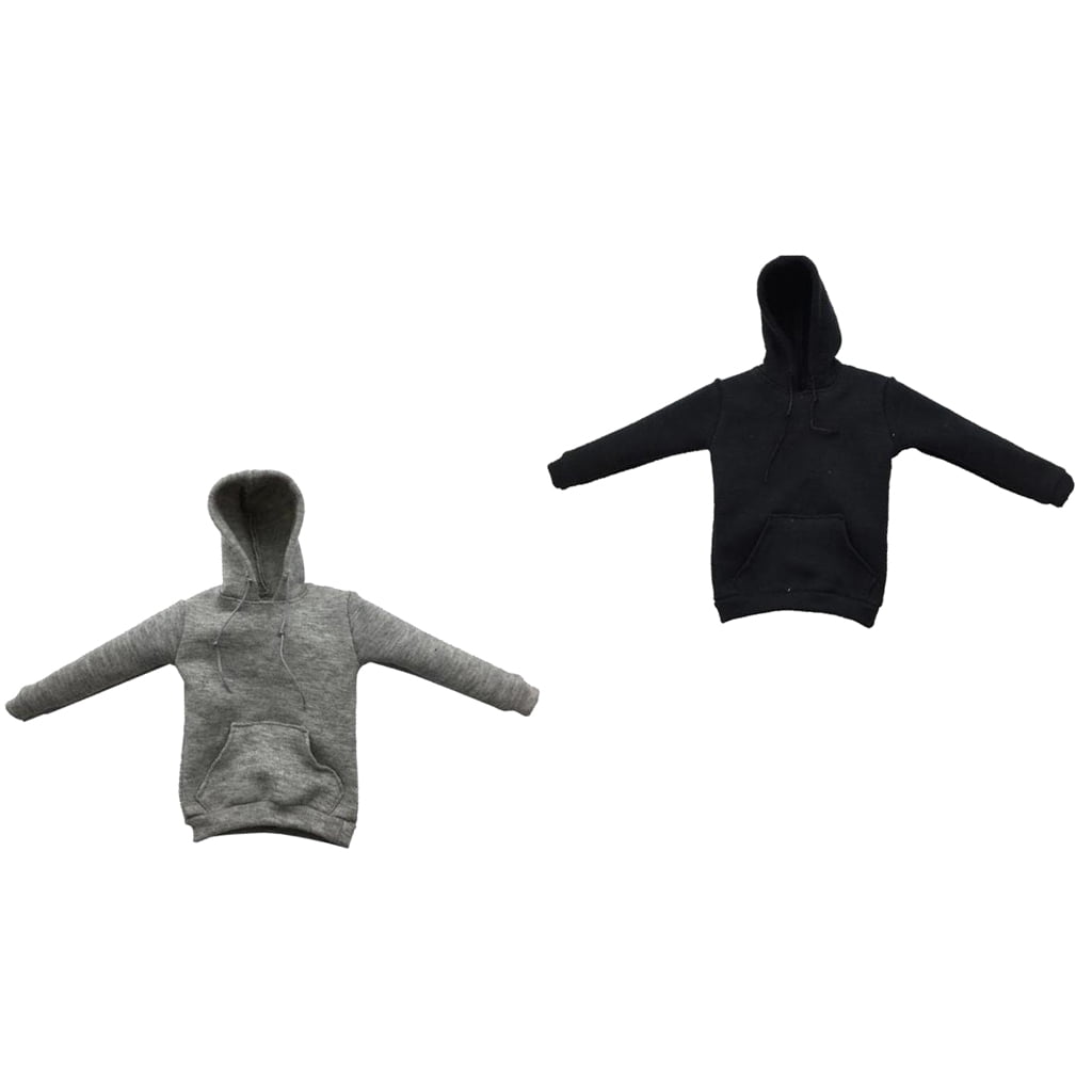 1/6 Scale Black Hoodie Outfit &Cap for 12" HT PH Male Action Figure Body Toy 