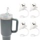 thumbnail image 1 of Bonitas tapas con forma de fantasma para pajitas, compatibles con Stanley Cup de 30 y 40 oz, 4 pajitas reutilizables de silicona, accesorios divertidos para vasos, 1 of 5