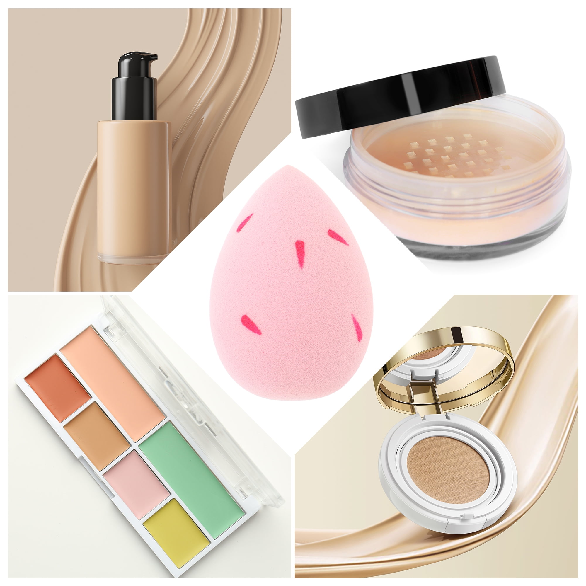 Unique Bargains 1 Pc Willow Leaf Face Makeup Sponge for Makeup Application Pink