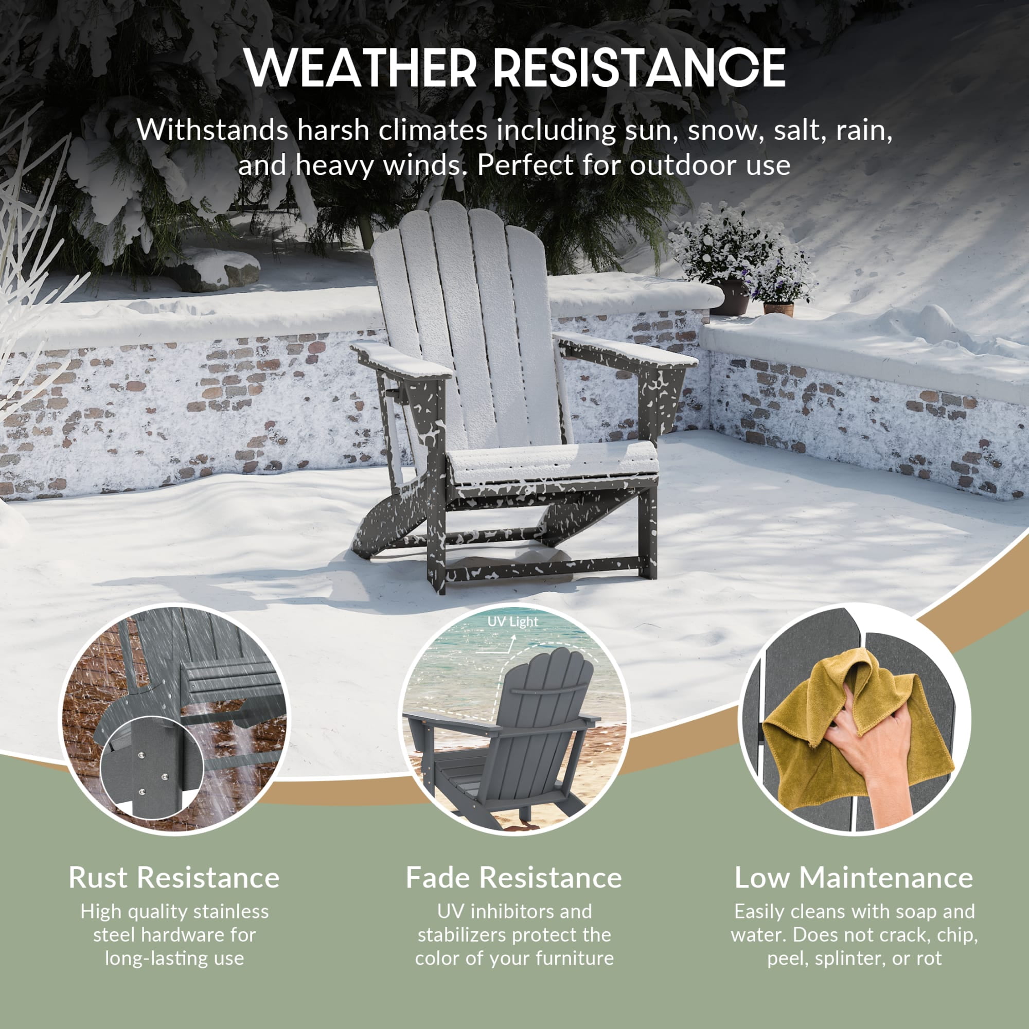 WestinTrends Highland Outdoor Patio HDPE Adirondack Chairs With Cup Holders (Set of 8), Gray