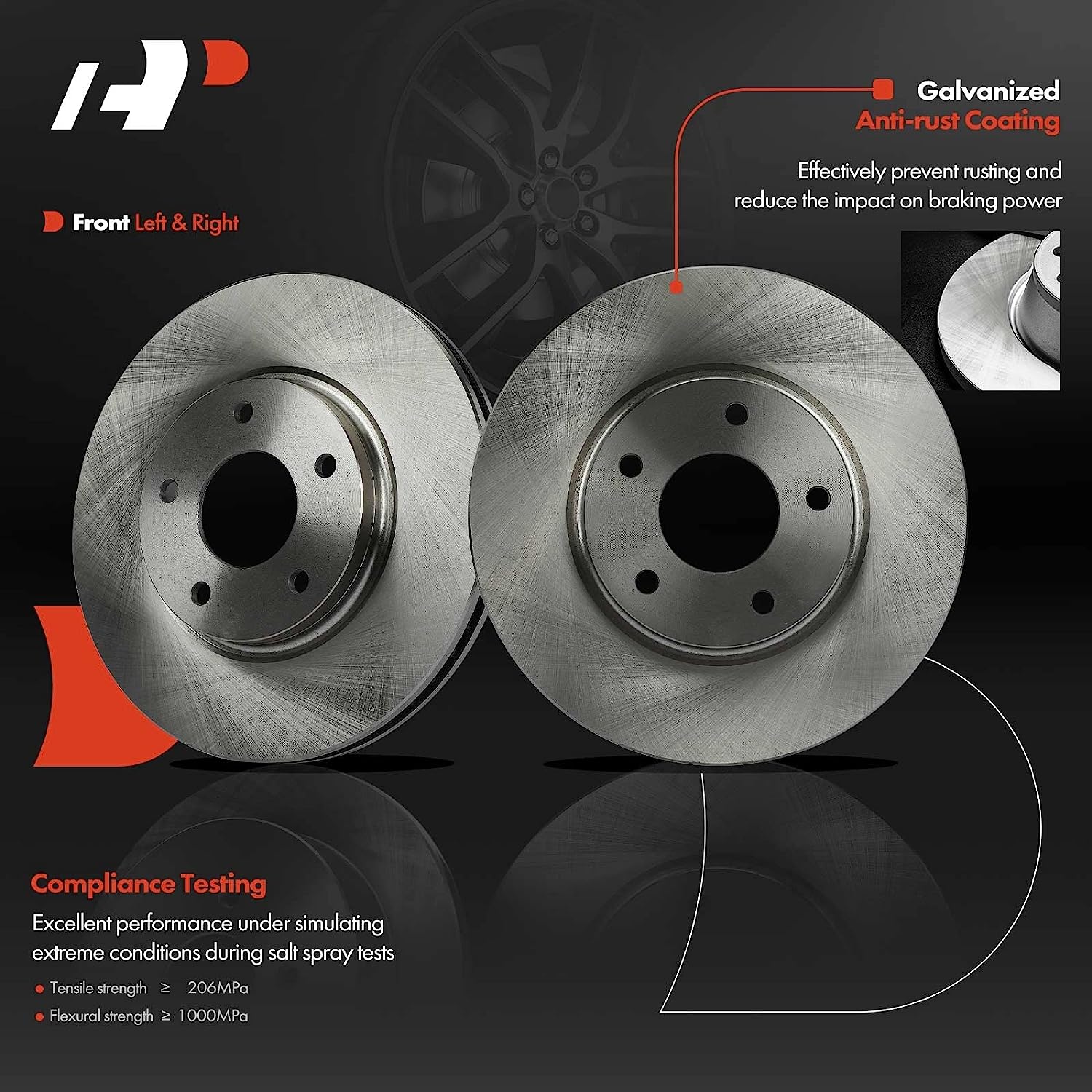 A-Premium Front Disc Brake Rotors Set Compatible with Nissan Quest 2004-2009 2011-2017 3.5L & INFINITI M45 2003-2004 4.5L, Q45 2002-2006 4.5L 2-PC Set