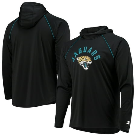 Starter Men’s Black Jacksonville Jaguars Raglan Long Sleeve Hoodie T-Shirt