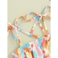 thumbnail image 4 of Baby Girls Romper Bodysuit and Headband Daisy Print Tie-Up Spaghetti Straps Sleeveless Infant Jumpsuit Summer Clothes, 4 of 8