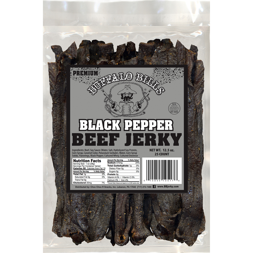 Buffalo Bills Black Pepper Beef Jerky 2 Bag Starter Kit (2 bags and 1 jar)