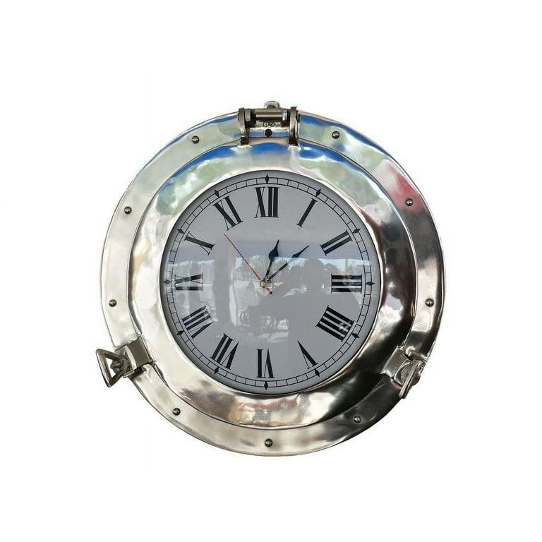 Nautical Chrome Deluxe Class Porthole Clock 22 - Nautical Wall