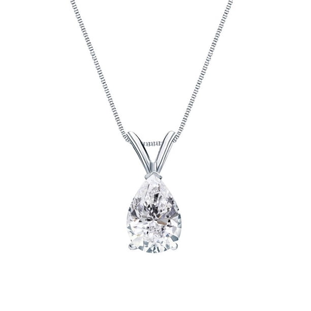 Collar con Colgante de Moissanita JeenMata En Forma de Lágrima de 1 Quilate Bañado En Oro Blanco de 18 K sobre Plata
