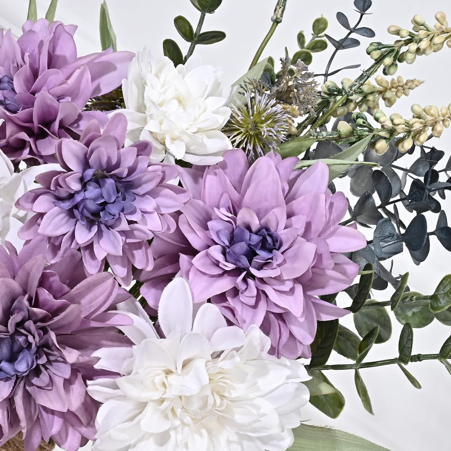 Faux Flowers in Vase, Fake Flowers with Vase, Dahlia Artificial Flowers in Vase Centerpieces for Dining Room Table Artificial Dahlias Flower Arrangement for Home Office Farmhouse