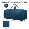 thumbnail image 2 of Foldable Duffle Bag 30 inch 75L Large Lightweight Luggage Bag for Travel Camping Storage-Blue, 2 of 7