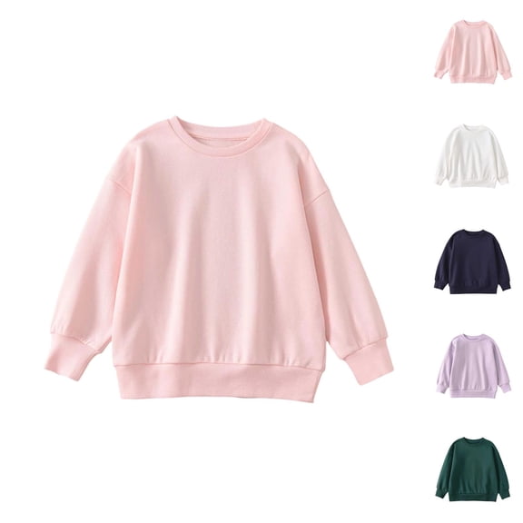 Kids Basic Sweatshirts Long Sleeve Fall Winter Crewneck Casual Plain Sweatshirt for Boys Girls Pullover Tops