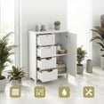 thumbnail image 6 of LEDREM Bathroom Floor Cabinet, Wooden Freestanding Side Storage Organizer with 4 Drawers and Adjustable Shelves for Bathroom, White, 6 of 9