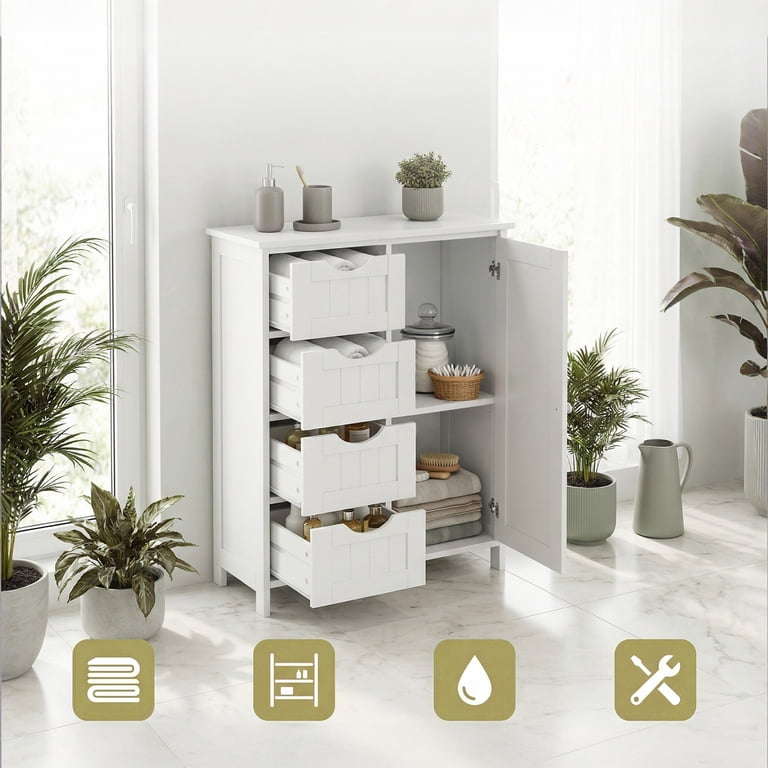 Ledrem Bathroom Floor Cabinet with 4 Drawers and Adjustable Shelf photo 6